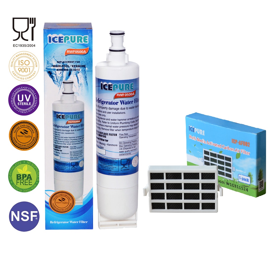 Icepure Filtersatz geeignet für Whirlpool SBS002 / 481281729632 und HYG001