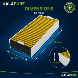 Alapure HFK022 Geeignet für Bosch CleanAir 17007505 / 17004796 / HEZ9VRCR0 Aktivkohlefilter mit Anti-Fish