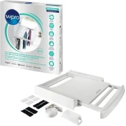 Wpro SKP101 Waschmaschinenzubehör/ Zwischenbaurahmen mit Ablage und Wäscheleine / Waschmaschine und Trockner/ Universell