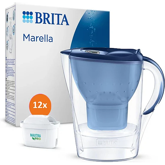 Brita Wasserfilterkanne Marella Cool + MAXTRA PRO Wasserfilter 12-pack