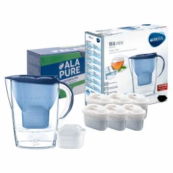 Brita Wasserfilterkanne Marella Blau 125233 inklusive 6 Alapure Maxtra+ Filter