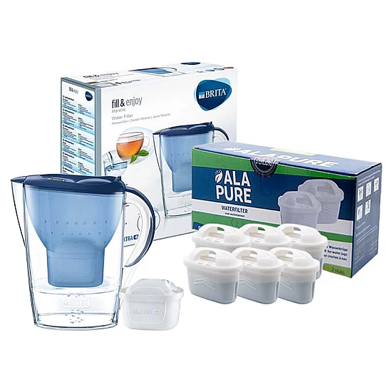 Brita Wasserfilterkanne Marella Blau 125233 inklusive 6 Alapure Maxtra+ Filter Brita Wasserfilterkanne Marella Blau 125233 inklusive 6 Alapure Maxtra+ Filter