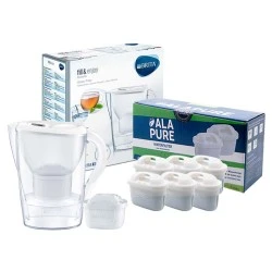 Brita Wasserfilterkanne Marella Weiß 1051118 inklusive 6 Alapure Maxtra+ Filter