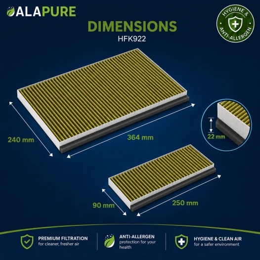 Alapure CleanAir Plus Aktivkohlefilter geeignet für Bosch 11041790 / DWZ0AK0A0 mit Anti-Fish