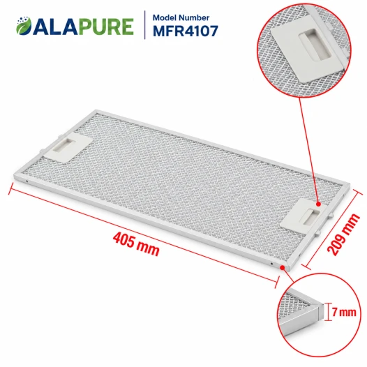 Alapure Metallfilter geeignet für Bosch 434107 / 00434107 209x405mm