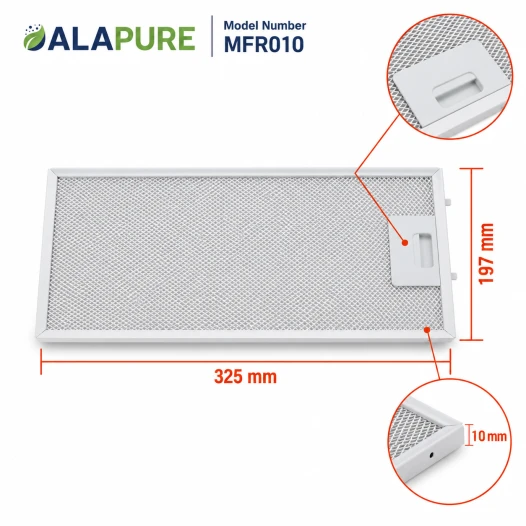 Alapure Metallfilter geeignet für AEG 4055101697 325x197x10mm