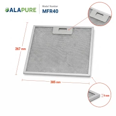 Alapure Metallfilter passend für Whirlpool 480122102168 306x267x9mm