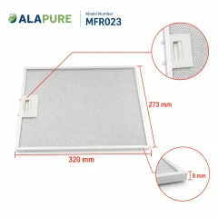 Alapure Metallfilter passend für Beko 129730007 / 115657 320x273x8mm