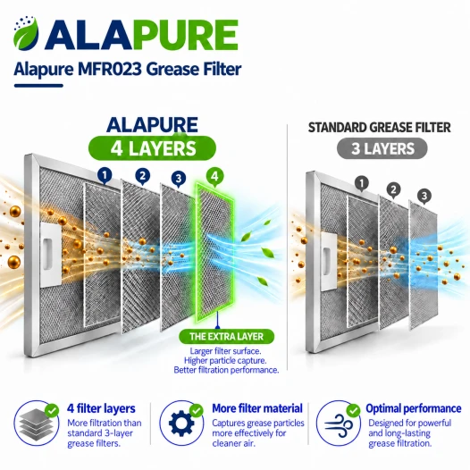 Alapure Metallfilter geeignet für Beko 129730007 / 115657 320x273x8mm