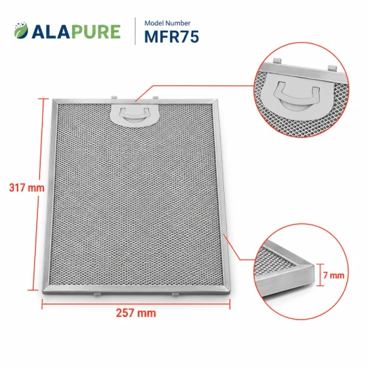 Alapure Metallfilter geeignet für Candy 49010998 318x256x8mm
