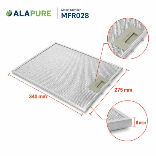 Alapure Metallfilter geeignet für Inventum 40600909001 340x275mm