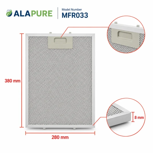 Alapure Metallfilter geeignet für Klarstein 10035418 280x380mm