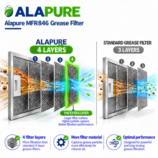 Alapure Metallfilter geeignet für Neff 432785 / 00432785 310x500x7mm