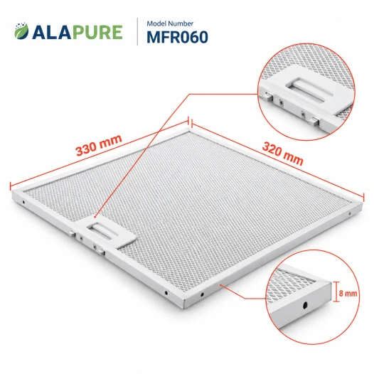 Alapure Metallfilter geeignet für Balay 362381 / 00362381 320x330mm