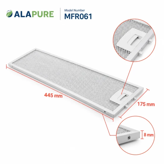 Alapure Metallfilter geeignet für Constructa 352813 / 00352813 445x175mm