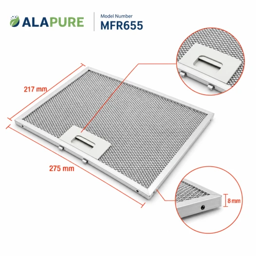 Alapure Metallfilter geeignet für Ikea 481248058332 275x217x8mm