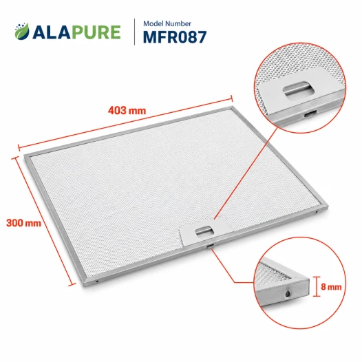 Alapure Metallfilter geeignet für Arthur Martin 50287544006 403x300x8mm