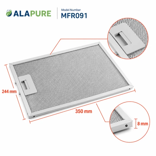 Alapure Metallfilter geeignet für Novy 508-900890 350x244mm