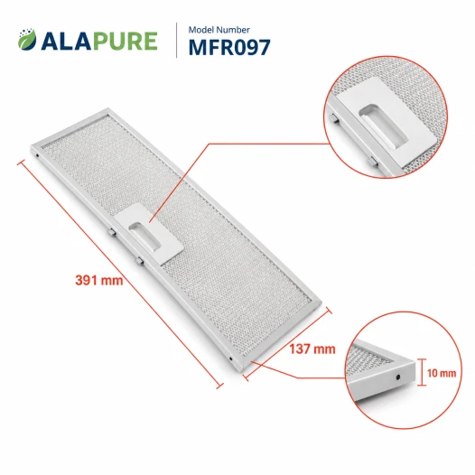 Alapure Metallfilter geeignet für AEG 50288070001 391x137x10mm