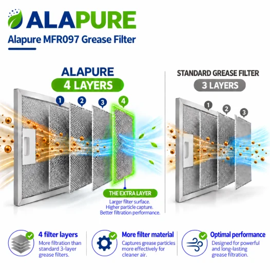 Alapure Metallfilter geeignet für AEG 50288070001 391x137x10mm