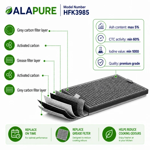 Alapure HFK3985 Kompatibel mit Miele Kohlefilter DKF11-P