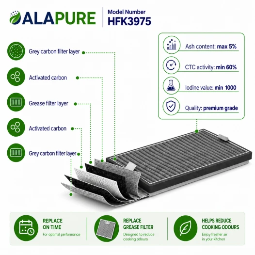 Alapure HFK3975 Kompatibel mit Miele Kohlefilter DKF19-P / FWKM-1423 (2 Stück)
