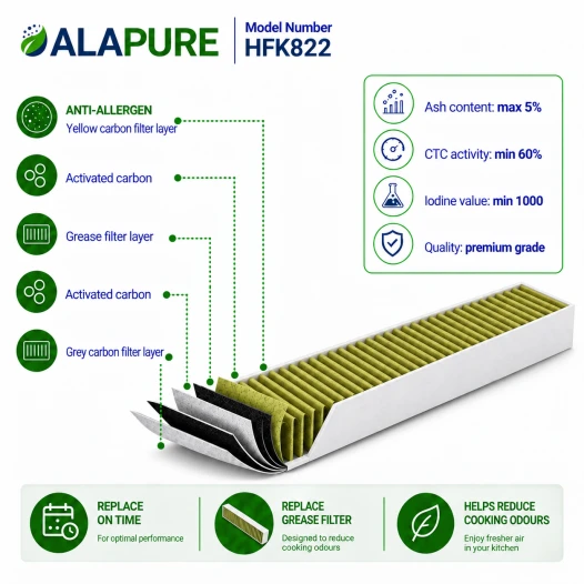 Alapure CleanAir Aktivkohlefilter geeignet für Bosch 17004573 / DSZ1JC1B1