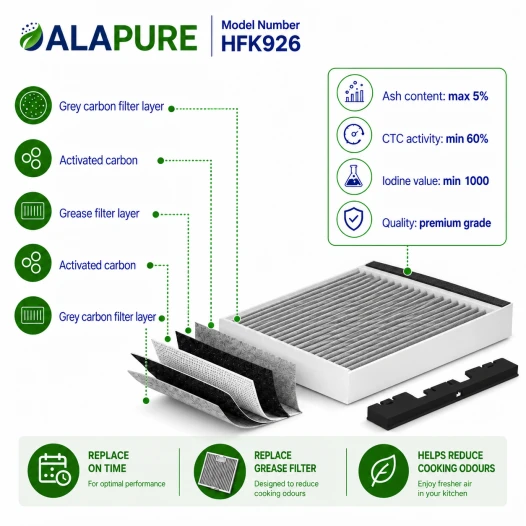 Alapure CleanAir Aktivkohlefilter geeignet für Bosch 11049701 / DHZ5326