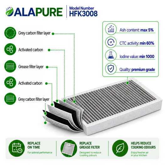 Alapure HFK3008 Geruchs- und Partikelfilter geeignet für HF3008