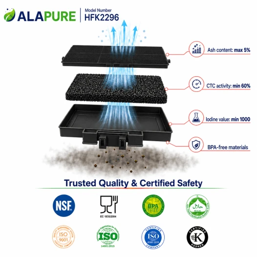 Alapure HFK2296 Aktivkohlefilter geeignet für 11022296 / DWZ0DX0A0 / LZ10DXA00