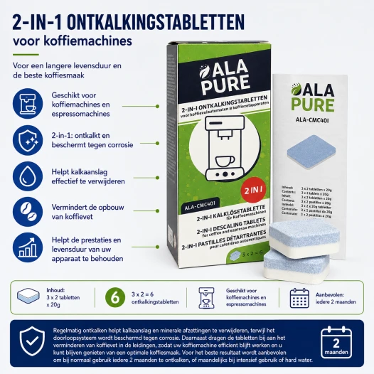 Alapure 2-in-1 Entkalkungstabletten geeignet für Gaggenau 00311975 / VERO Serie / TCZ8002 (6x20gr)