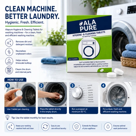 Alapure Reiniger und Geruchserfrischer geeignet für WPRO AFR301 / 484000001180 / 484000008427 / Powerfresh für Waschmaschinen / DAFR108