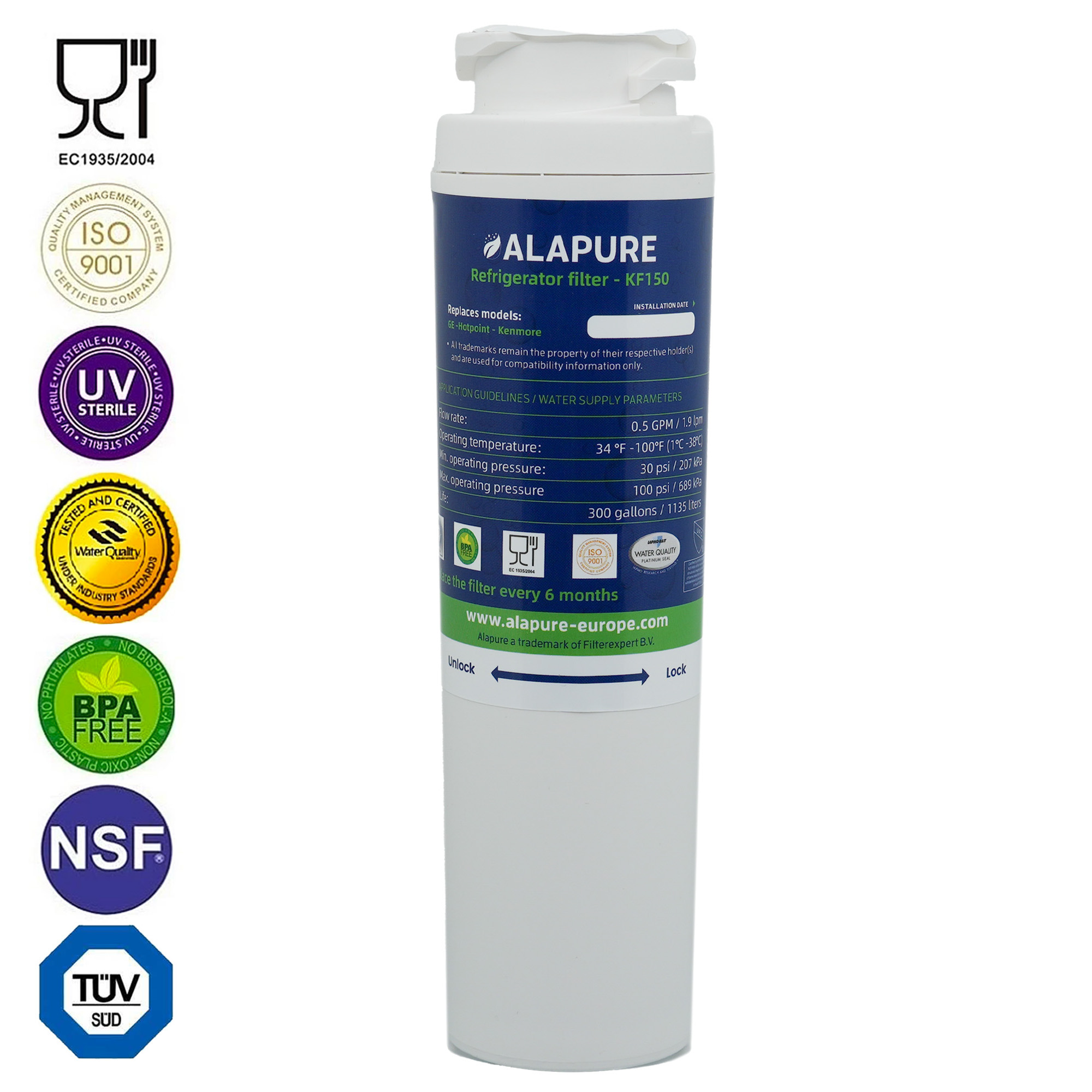 Alapure Wasserfilter geeignet für GE MSWF